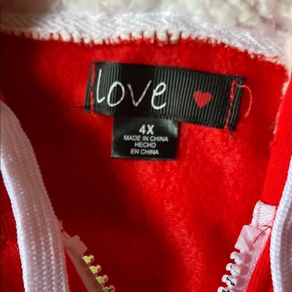 Love Red Sweat Jacket and Track Pants with Plush Fabric and Relaxed Fit - Picture 5 of 5